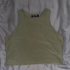 Brandy Melville Olive Cropped High-Neck Tank